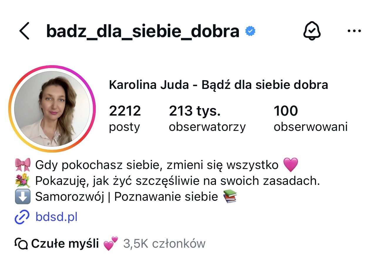 Bądź dla siebie dobra - Instagram